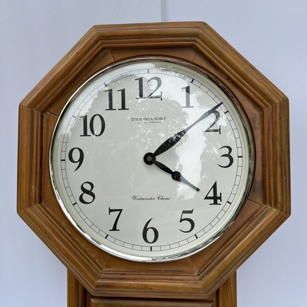 Sterling & Noble Clock Co Regulator Westminster Quartz Working Vintage Clock - Picture 2 of 5
